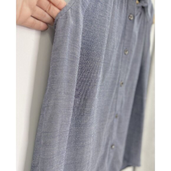 CAbi Drape Keyhole Back Chambray Shirt Sleeveless Top Hi Low Blouse M See Photo - Picture 8 of 13